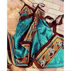 Silk like multi colored dress